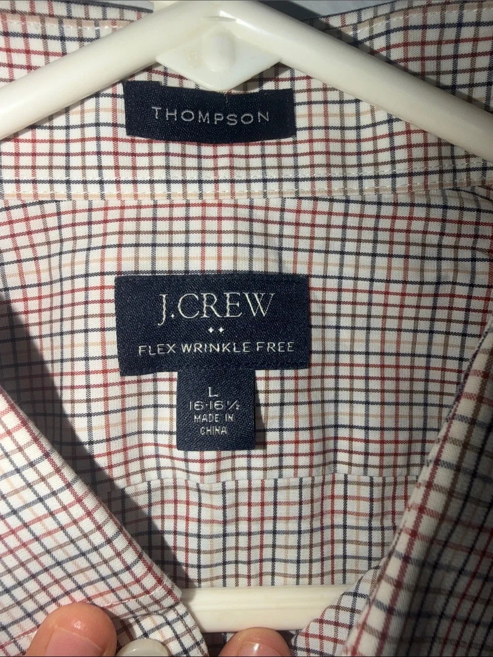 J. Crew Men's Button-Up Checked Dress Shirt in Red and White